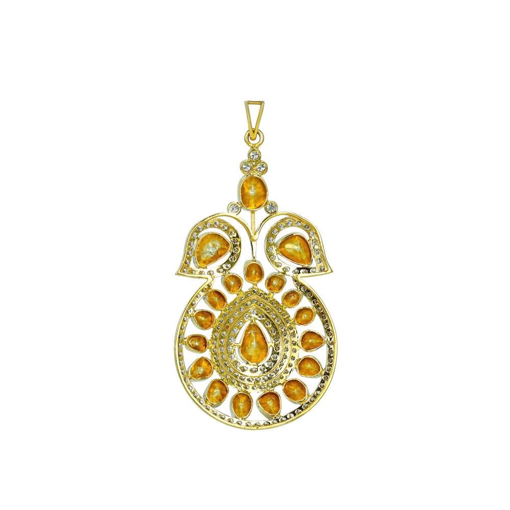Symmetrical Polki Pendant with Pear-Shaped Diamonds